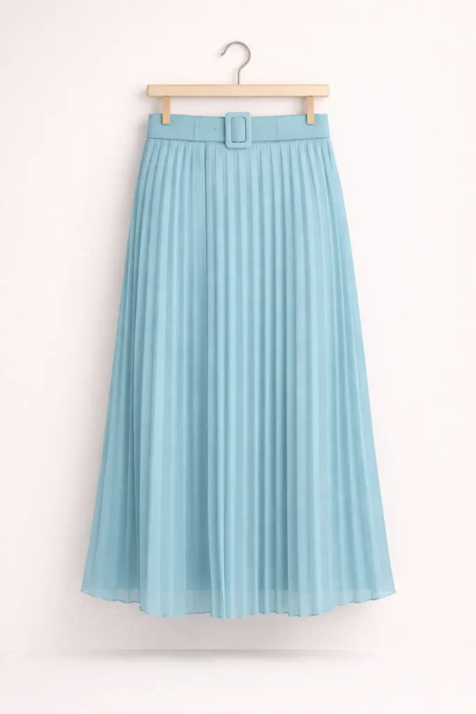 kemer detaylı piliseli şifon etek  1715