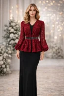 Dentelli Ceket & Elbise Seti | Lüks ve Klasik Kadın Kombini – 1815