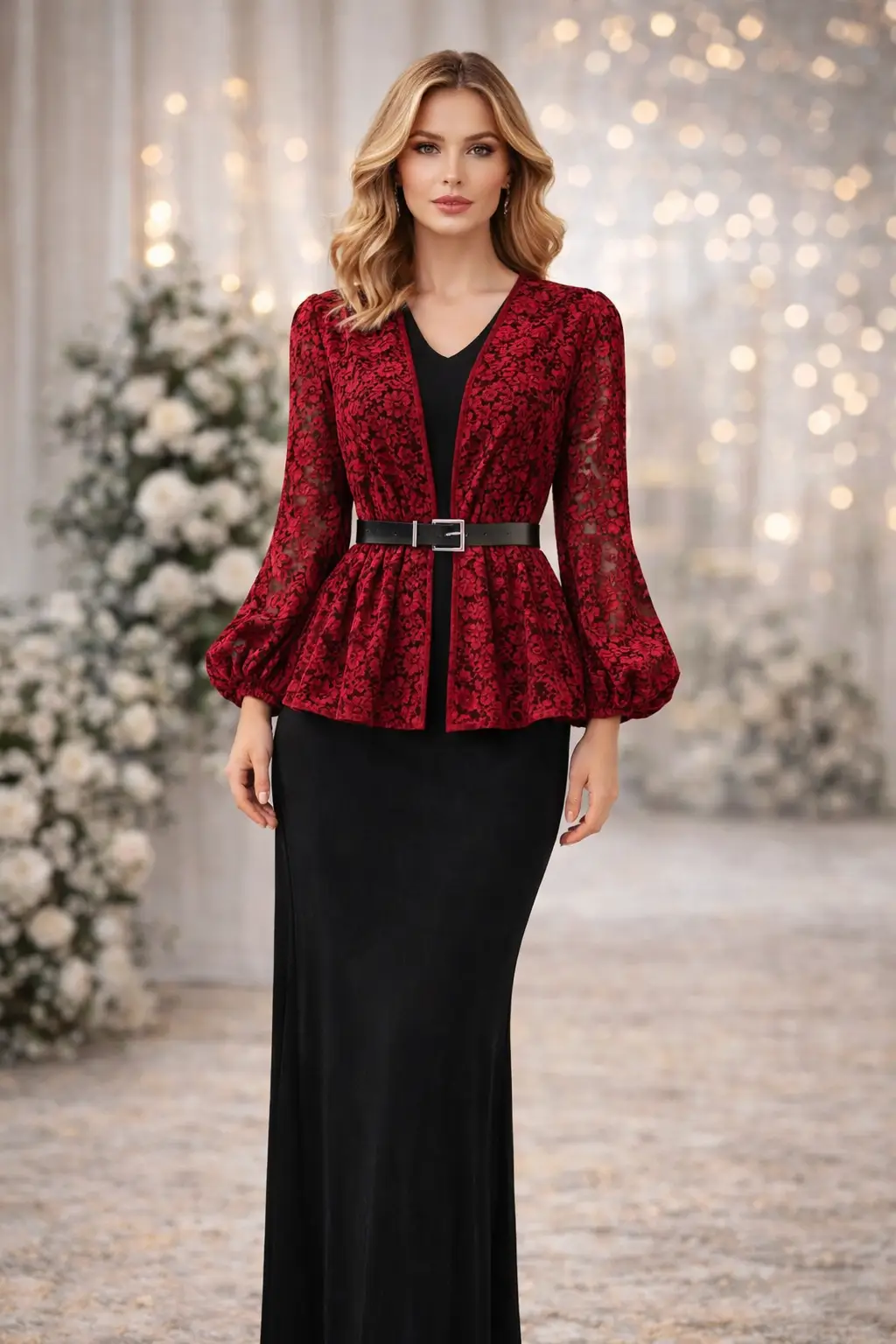 Dentelli Ceket & Elbise Seti | Lüks ve Klasik Kadın Kombini – 1815