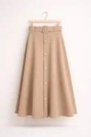 düğme detaylı kemerli uzun etek 1717