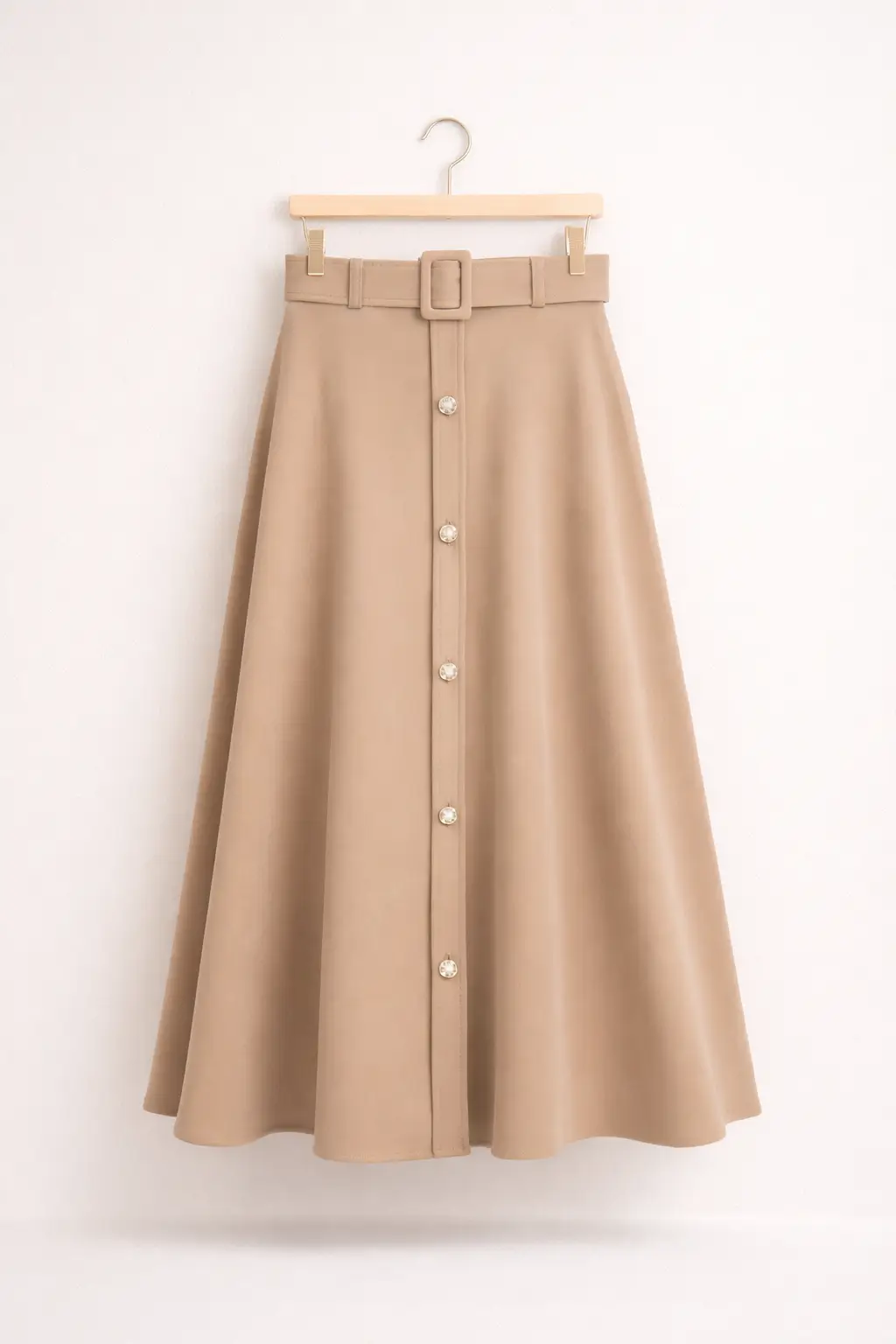 düğme detaylı kemerli uzun etek 1717