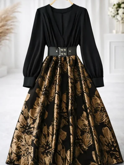 Çiçek Desenli Etekli Elbise – 1793