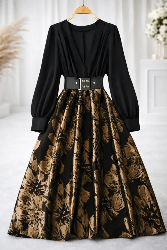 Çiçek Desenli Etekli Elbise – 1793