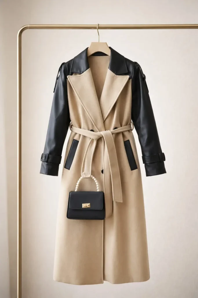 Kolu Deri Detaylı Kaşe Kaban – 1772