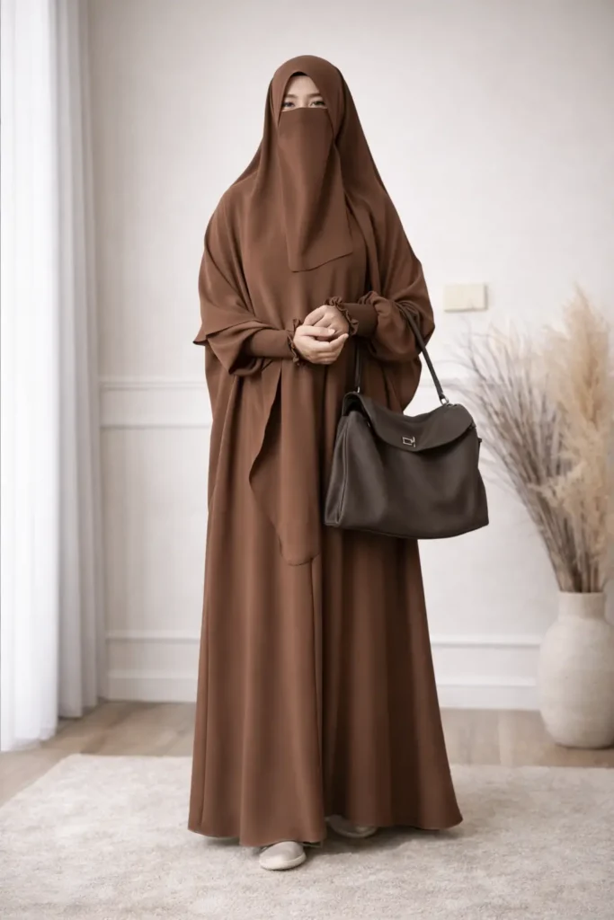 Kolu Menşit Detaylı Elbise ve Sufle İkili Çarşaf Takım – 1835