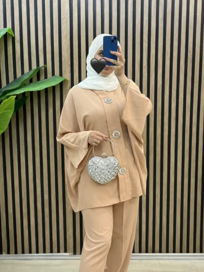 Taş Detaylı Panço ve Pantolon, İkili Panço Takım – 1710