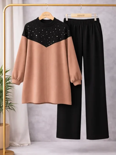 Taş Detaylı ikili Triko Takım – 1604