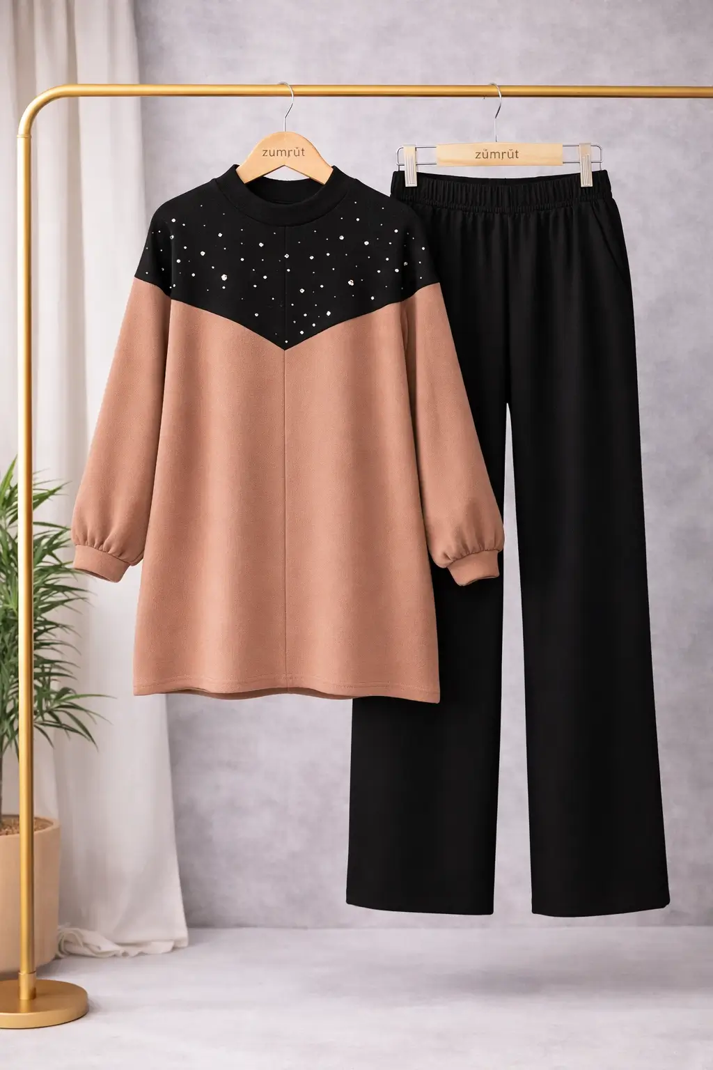 Taş Detaylı ikili Triko Takım – 1604
