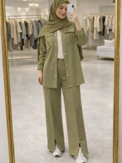 Cep Detaylı Gömlek & Pantolon İkili Takım | 1760