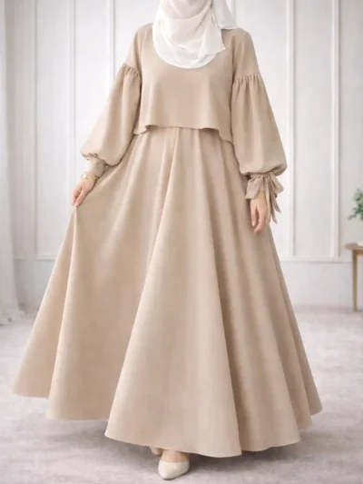 Kolu Bağlamalı Tesettür Elbise | 1777