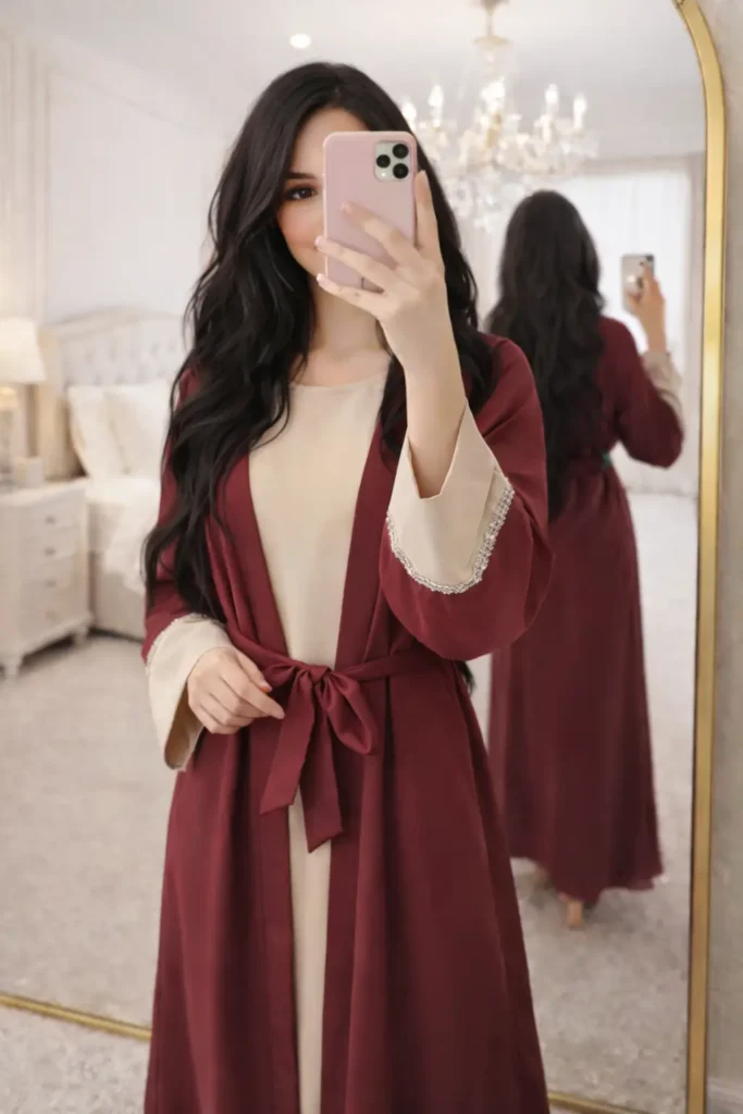 Kolu Taş Detaylı İkili Abaya Elbise Kombin – 1791