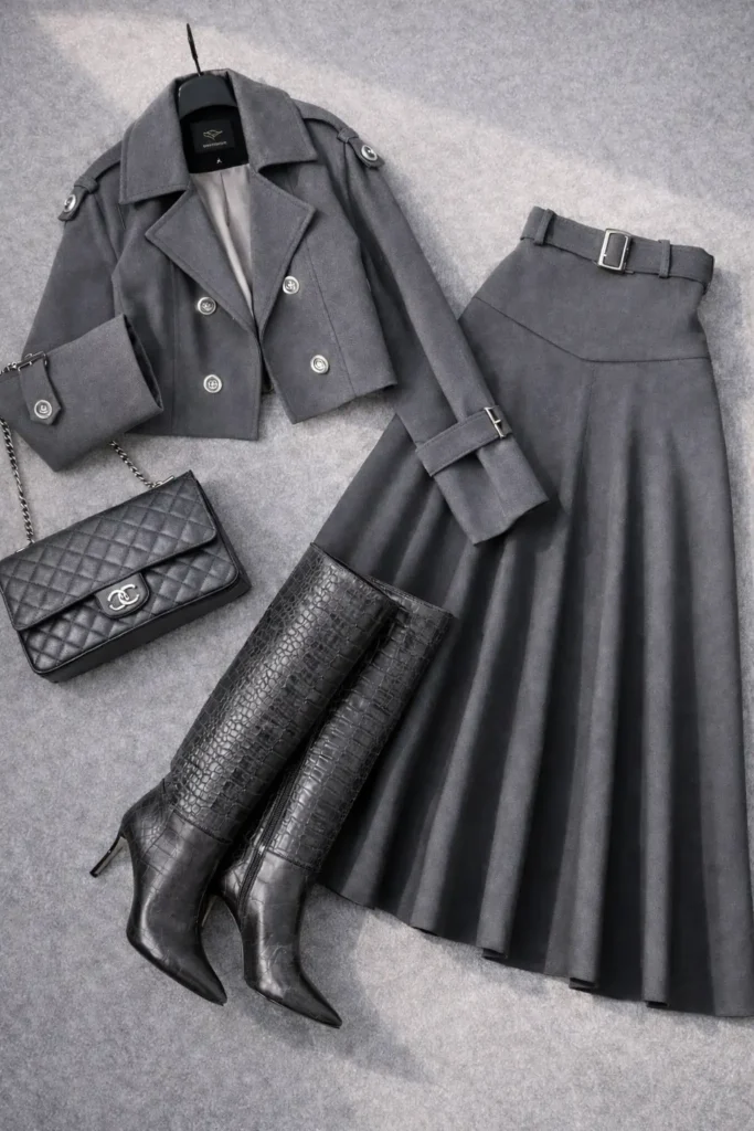 Premium Süet Ceket & Etek Takım 1839