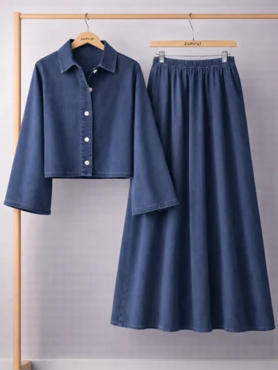 Denim Ceket Etek İkili Takım 1799