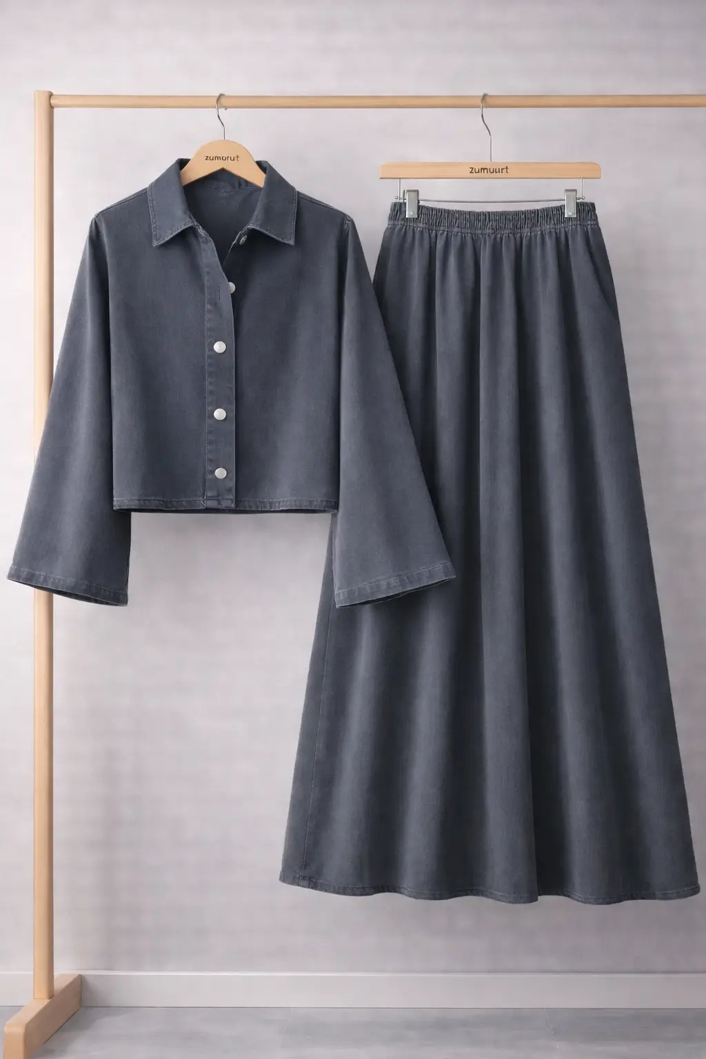 Denim Ceket Etek İkili Takım 1799