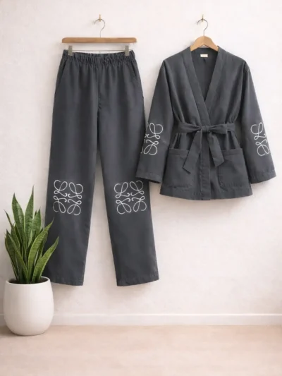 İşleme Detaylı Denim Ceket Pantolon İkili Takım 1800