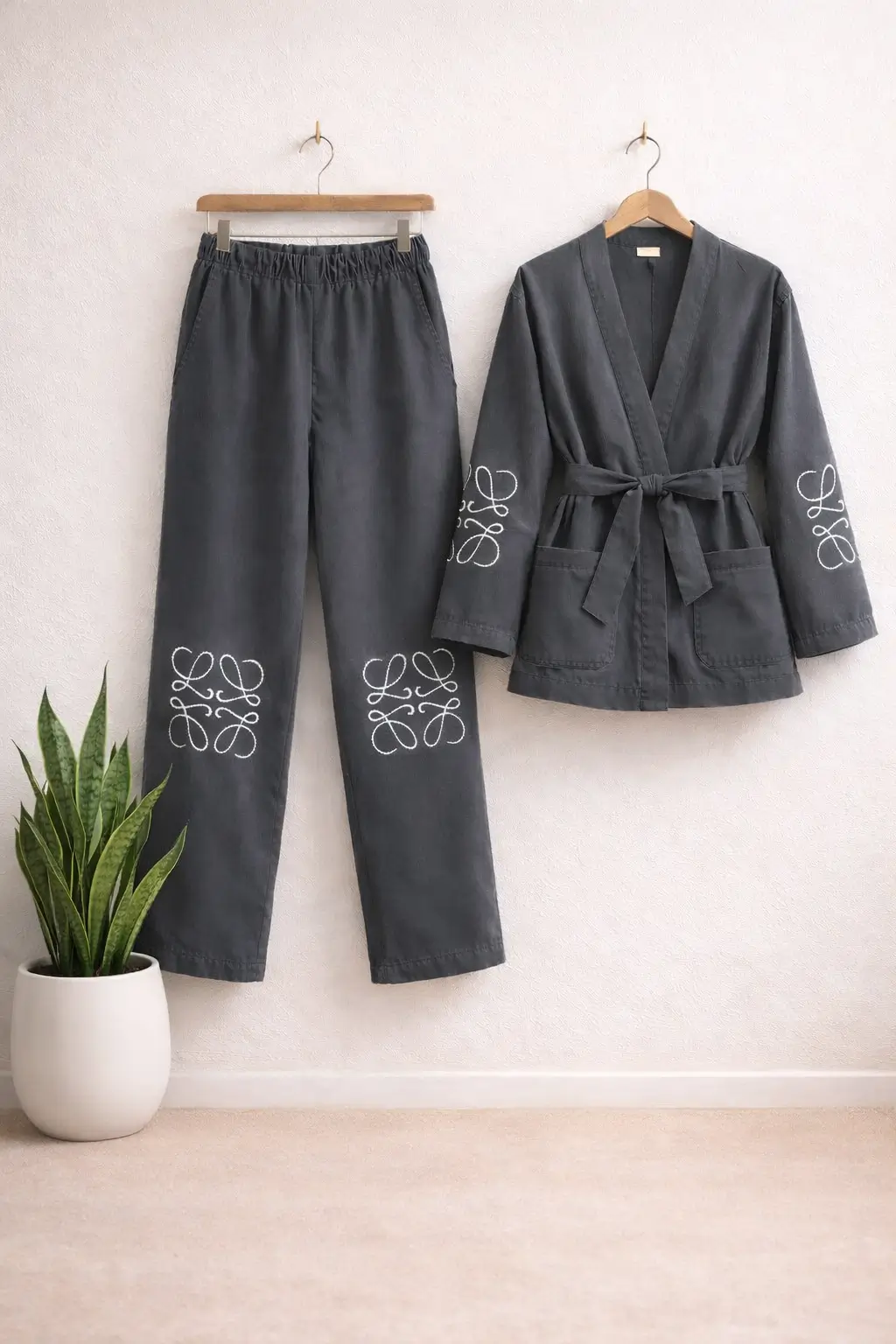 İşleme Detaylı Denim Ceket Pantolon İkili Takım 1800
