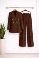 Kruvaze Blazer Ceket Pantolon İkili Takım 1812