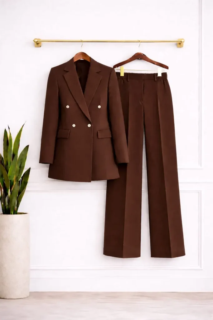 Kruvaze Blazer Ceket Pantolon İkili Takım 1812