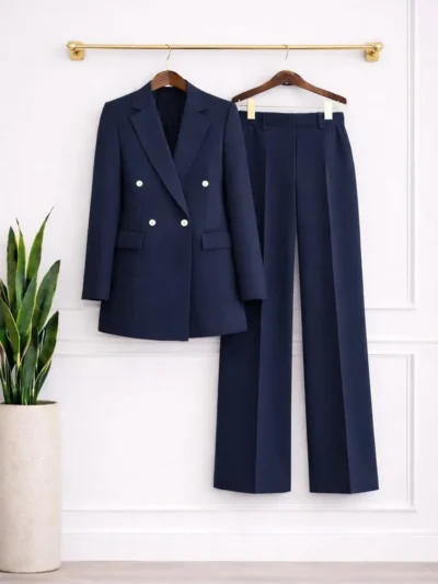 Kruvaze Blazer Ceket Pantolon İkili Takım 1812