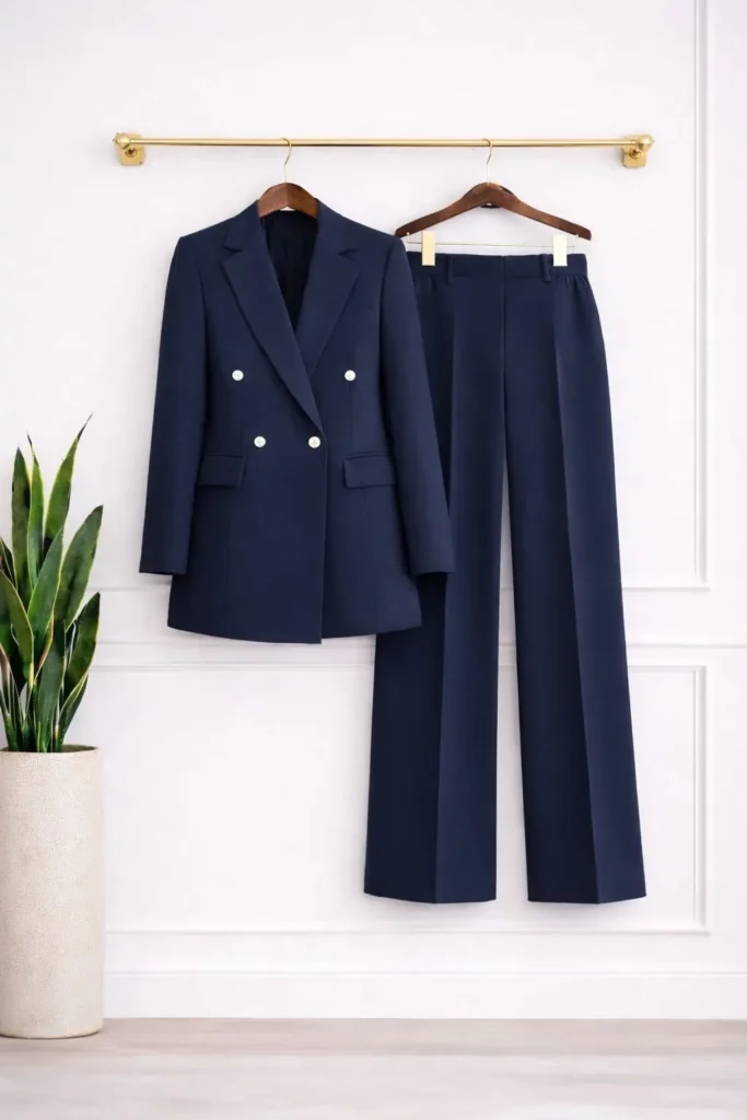 Kruvaze Blazer Ceket Pantolon İkili Takım 1812