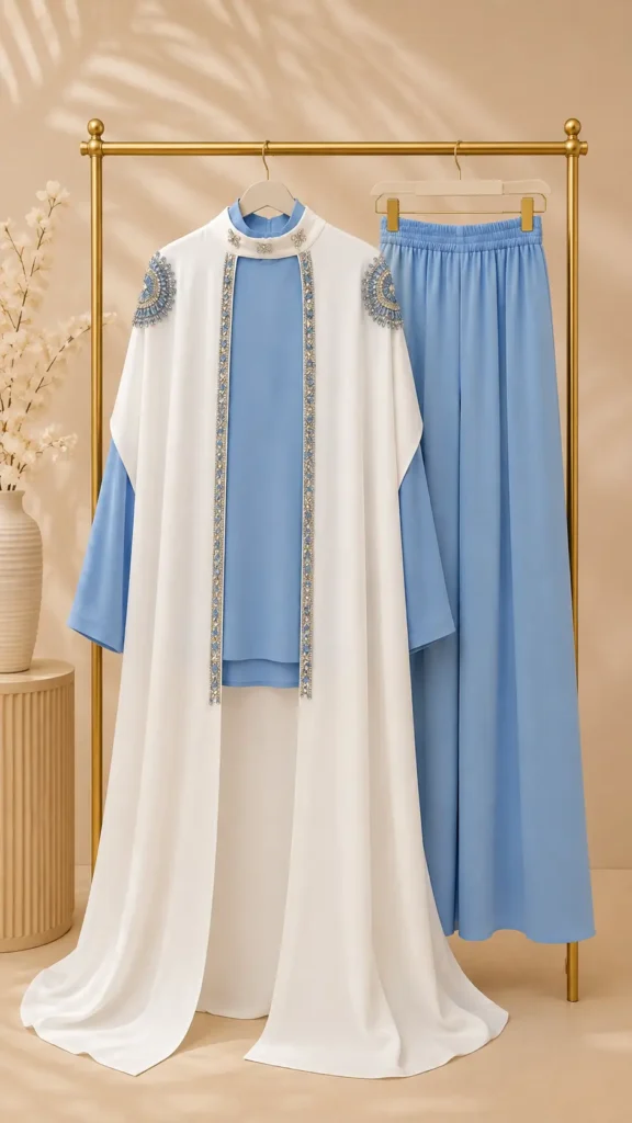 Taş Detaylı Kolsuz Abaya Tunik ve Pantolon Üçlü Abiye Takım 1865 ✨