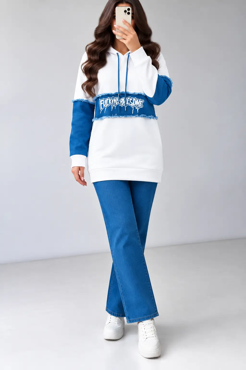 Kapüşonlu 3 İplik Hoodie ve Likralı Kot Pantolon İkili Takım 1769